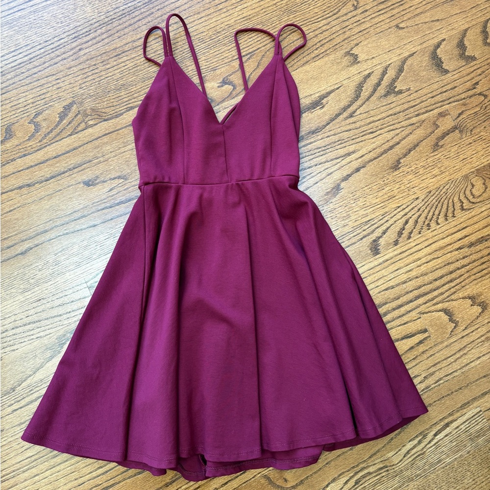 Windsor Deep Red Maroon Strappy Mini Dress